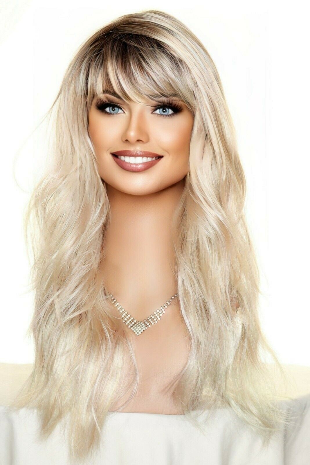 Wren Rene of Paris Wig Wavy Long Rooted Blond PASTEL RAINBOW R