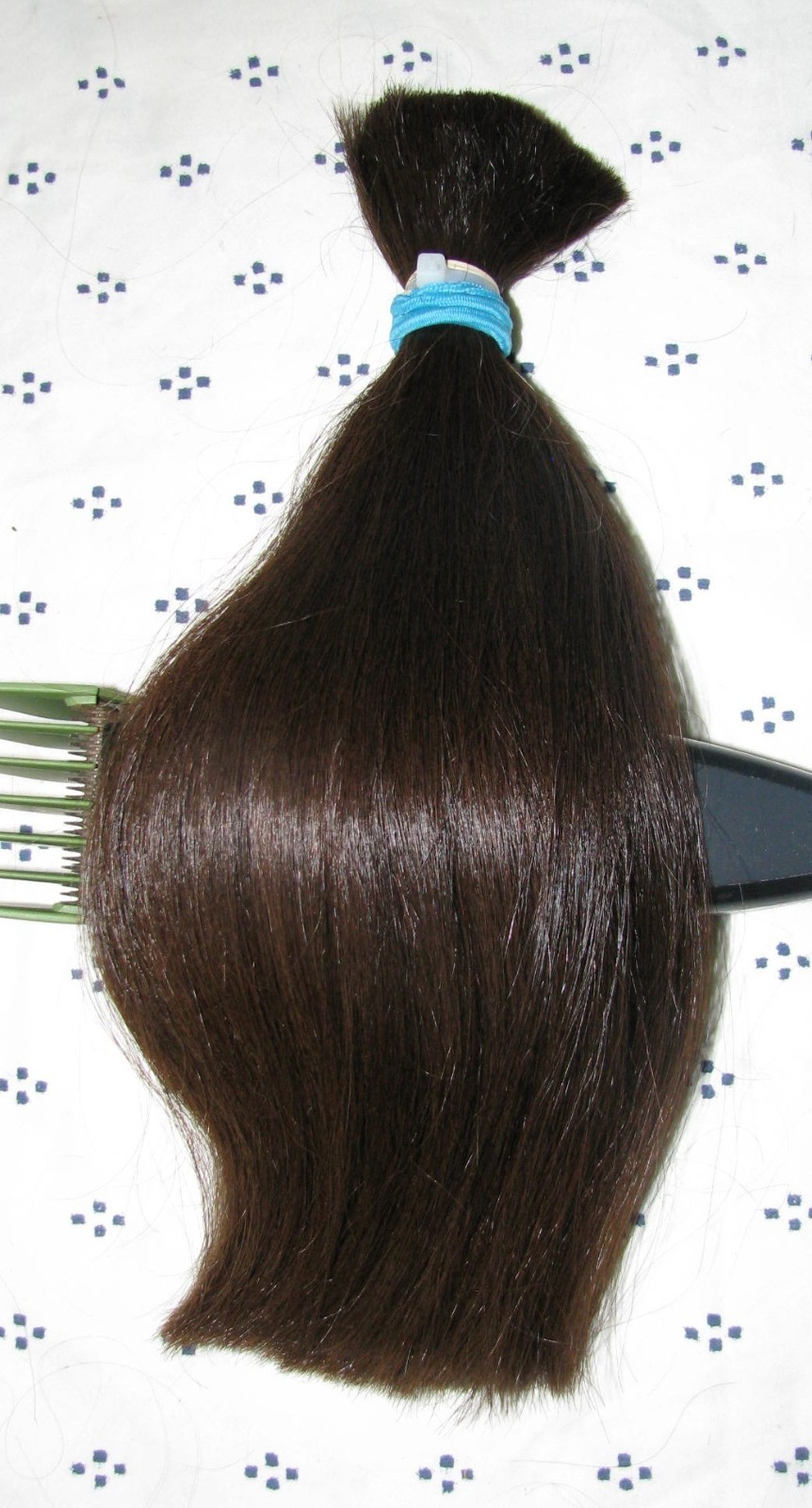 HUMAN HAIR HAIRCUT 12 INCH CHOCOLATE BROWN PONYTAIL COSPLAY-REBORN DOLLS T41