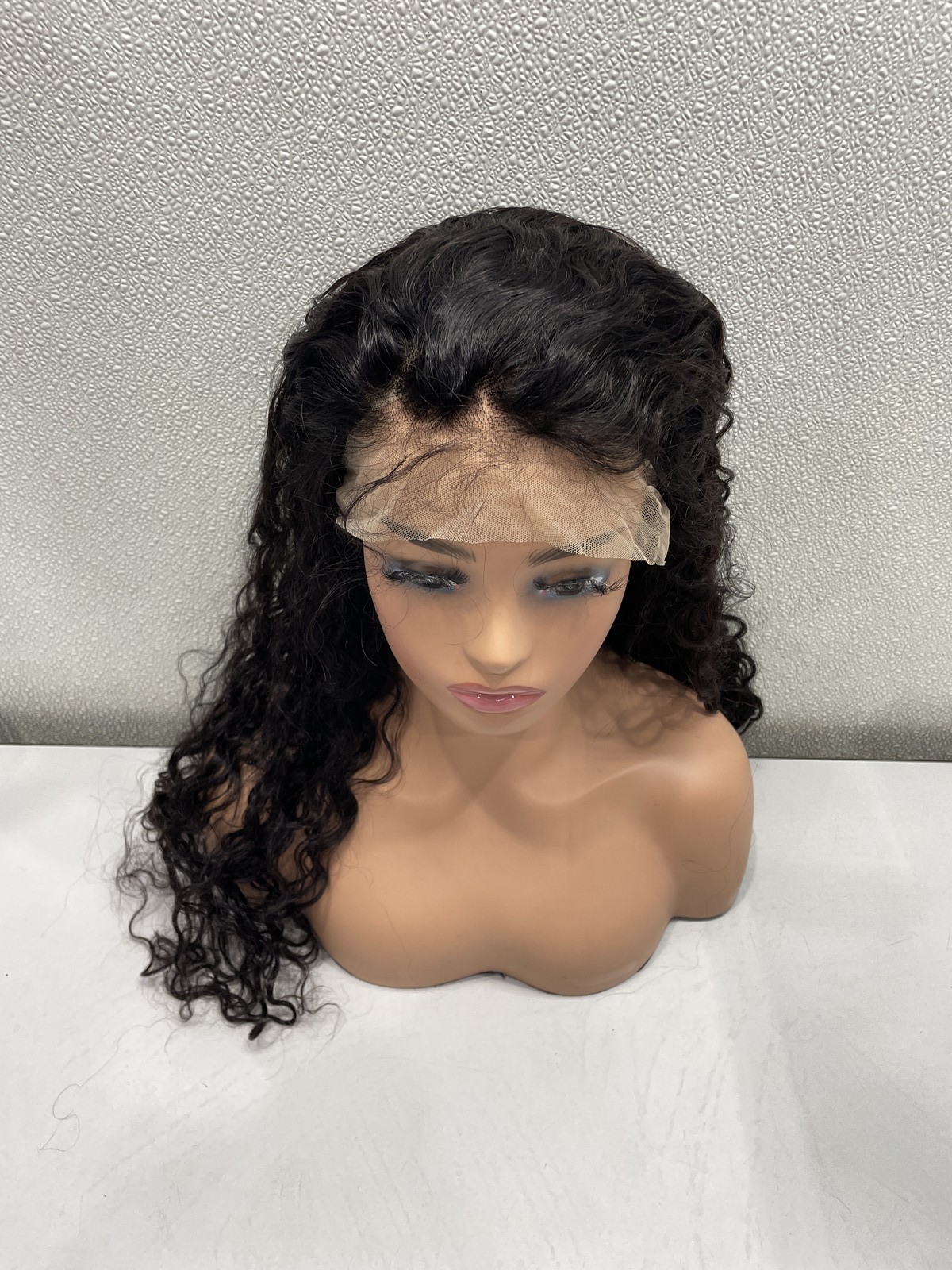 Natural Black Water Wave Human Hair Blend 13×4 Lace Front 180% Density Wig, 26″