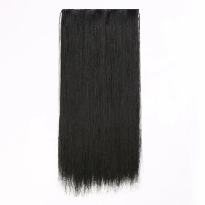 24in Synthetic Long Straight Clip In One Piece Hair Extension 5 Clips Fake Hair