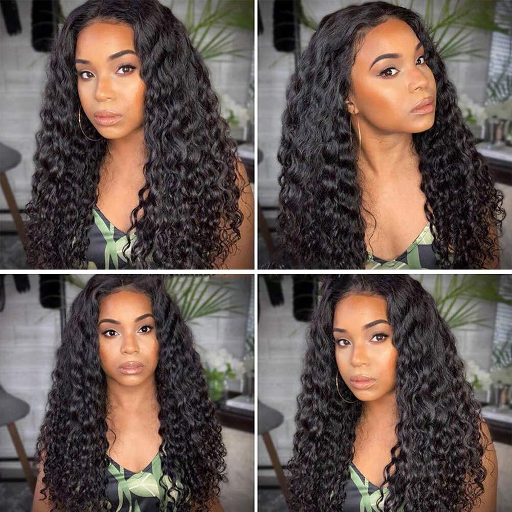 Human Hair Lace Front Wig Womens Brazilian Human Long Curly Wavy Hair Wigs 18″