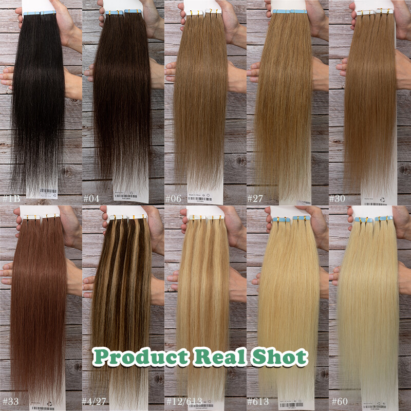 Thick Tape In Indian Remy Real Human Hair Extensions Skin Weft 40PCS Full Head