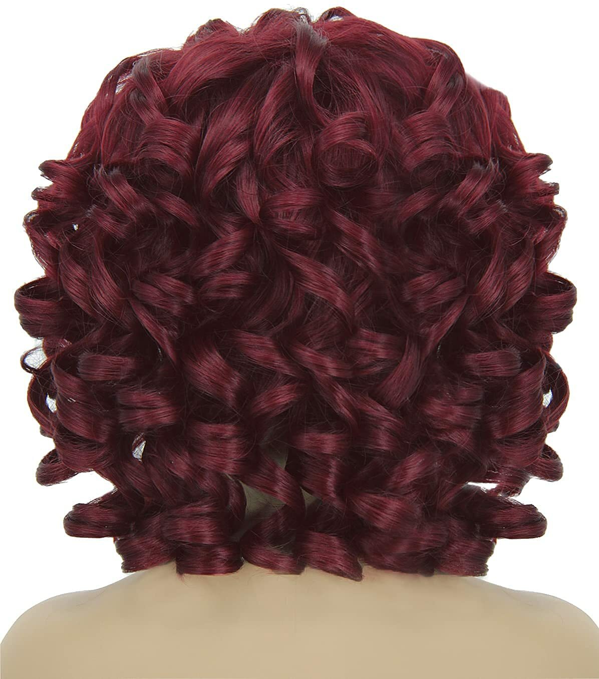 Short Bouncy Curly Burgundy Red Wig With Bangs Natural Fashion 99j Red Curly Wig