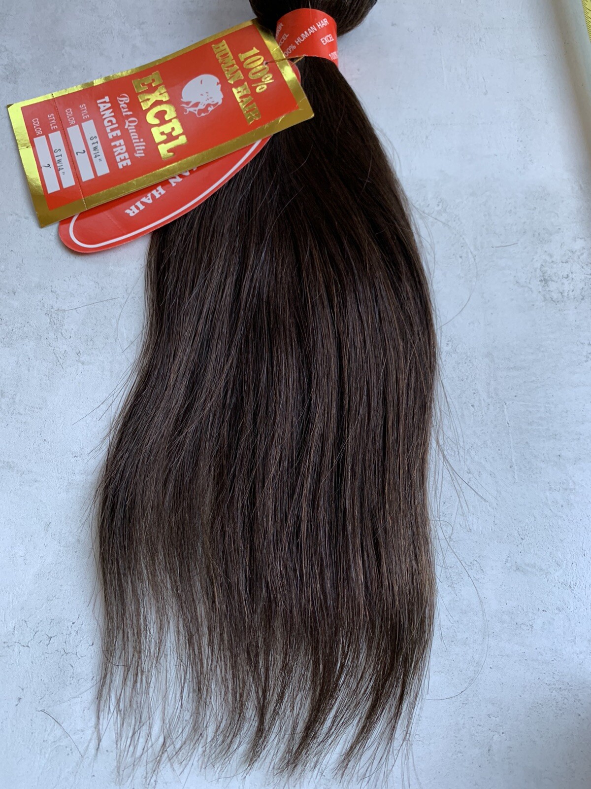 100% Human Weaving Hair by Excel, Silky Straight Smooth Texture 13-14″ Long! #2