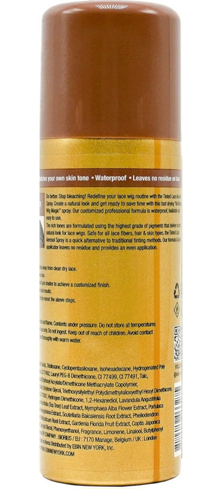 EBIN TINTED LACE AEROSOL SPRAY 2.7OZ NATURAL LOOK COLOR PART