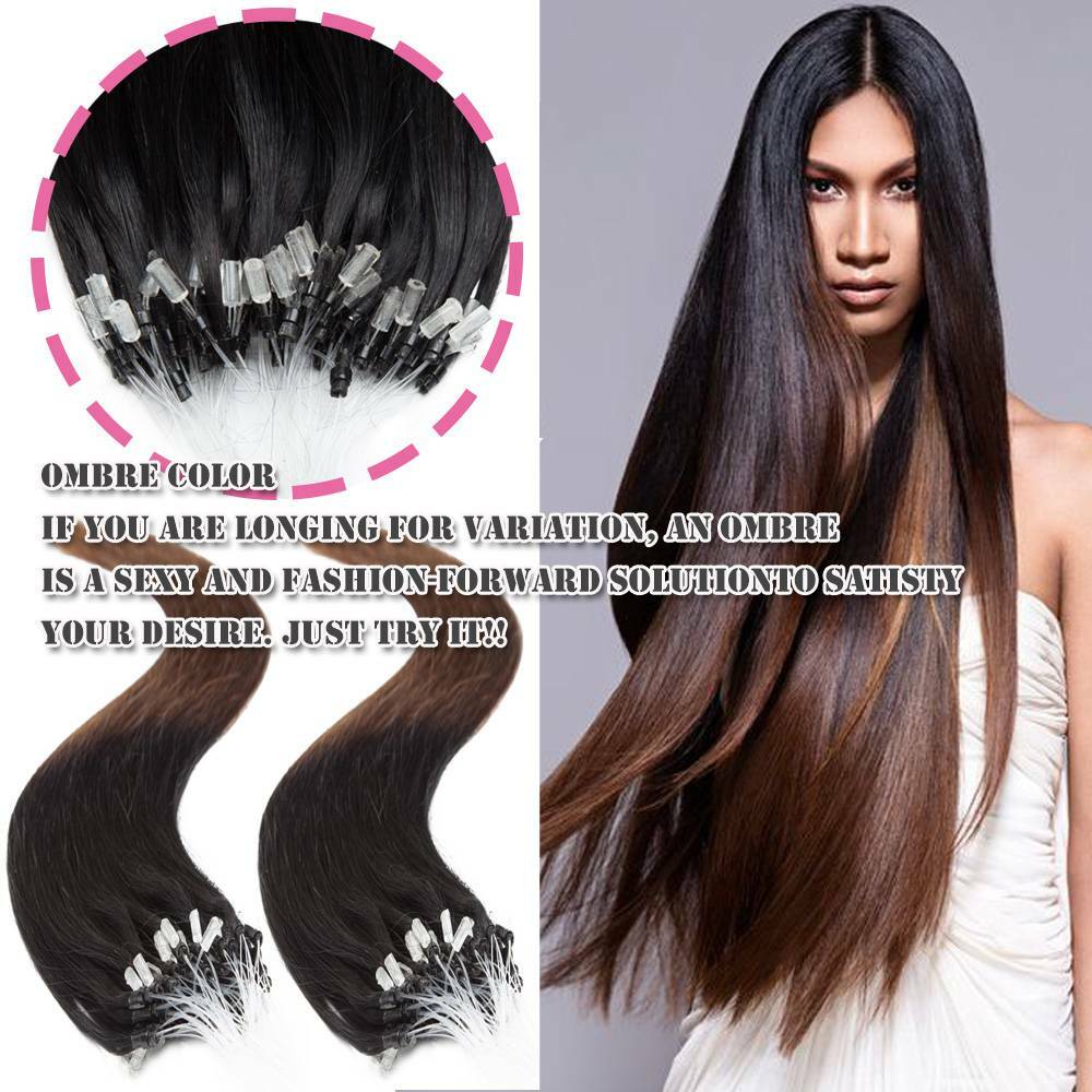 1G Micro Beans Link Loop Ring Human Hair Extensions 100% Full Head Highlight 300