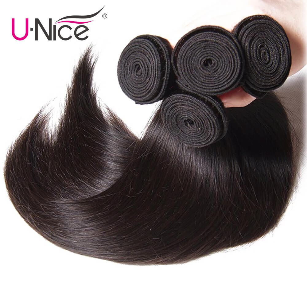 UNice Peruvian Straight 3 Bundles Human Hair Extensions Virgin Hair Weaves Wefts