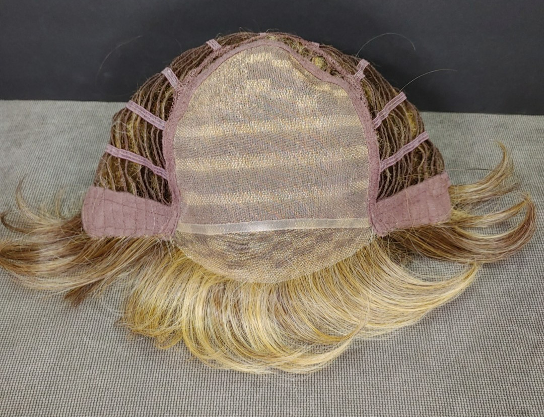 Raquel Welch Wig Mono Top Lace Front Brown w/Caramel Golden Blonde Highlights
