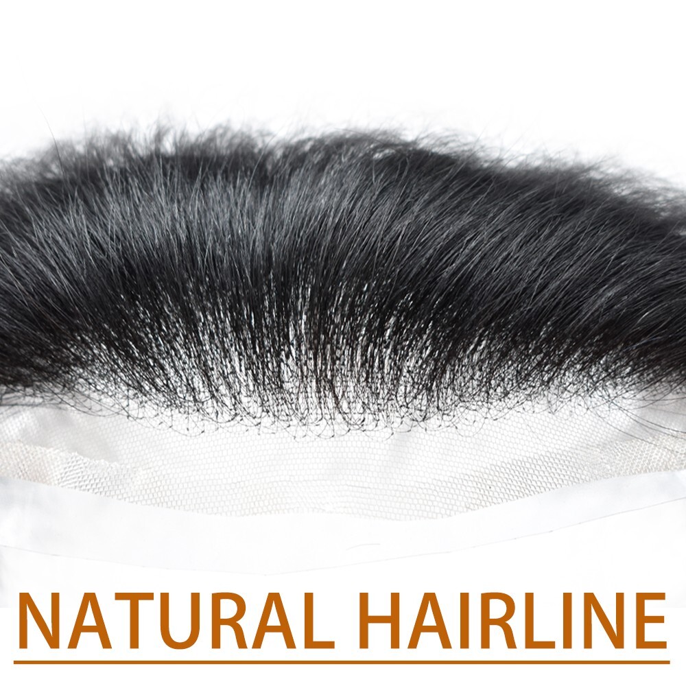 Mens Frontal Hairpiece Full French Lace Forehead Hairline for Receding Hairline