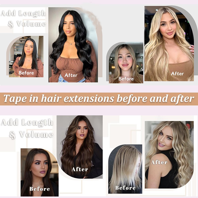Thick 100G Tape In Remy Human Hair Extensions Full Head Skin Weft Balayage Ombre