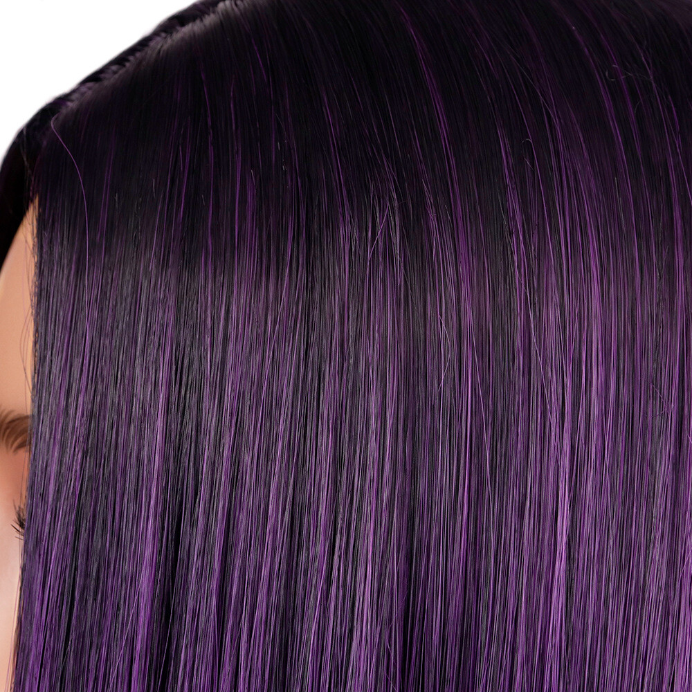 Long Straight Ombre Dark Purple Lace Front Wigs 4×2 Lace Synthetic Cosplay Party