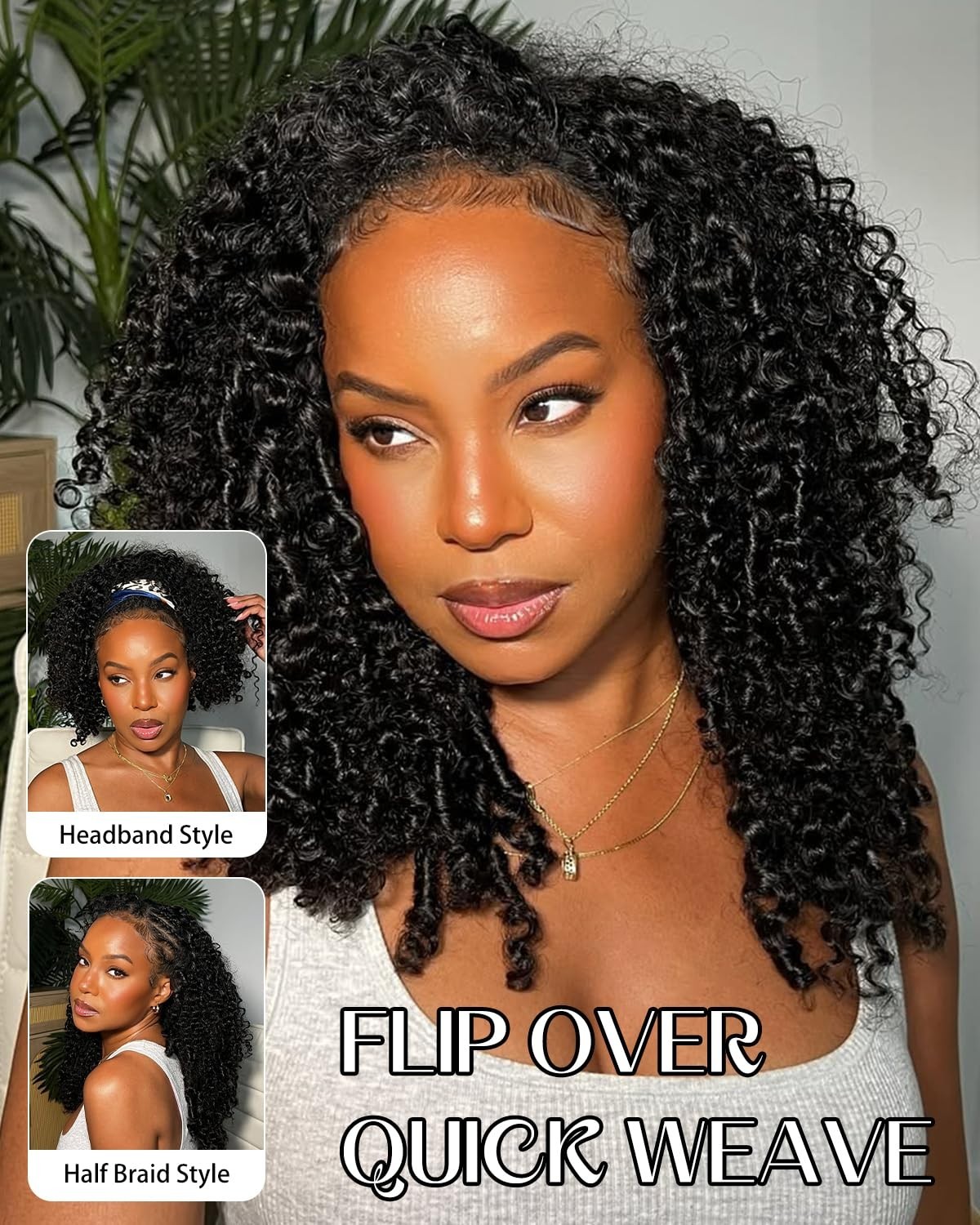 Curly Half Wigs for Black Women – 26″ Glueless Drawstring Human Hair, 180% Densi