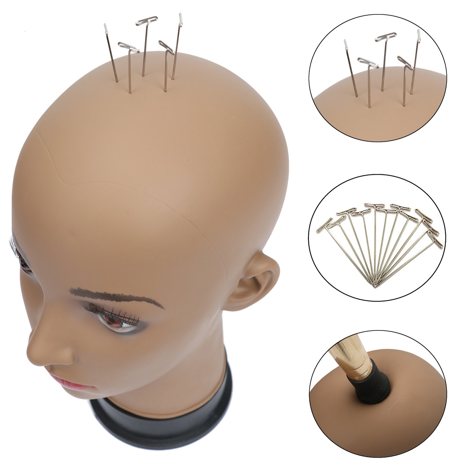 BHD BEAUTY Bald Mannequin Head Brown Female 22 inch (Pack of 1),