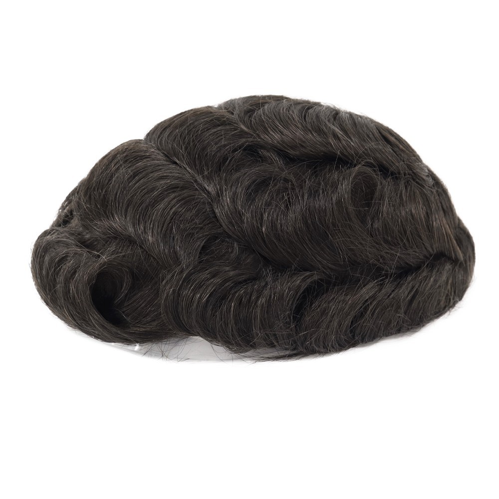 Toupee For Mens Human Hair Replecement System Lace Thin Skin Hairpiece Black 7×9