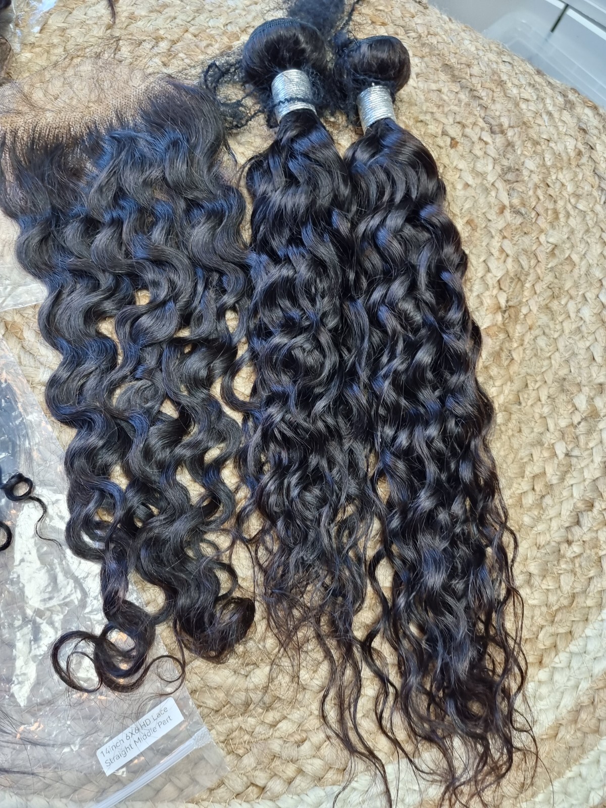 12A PERUVIAN VIRGIN HUMAN HAIR 22+24&18INCH 5X5 HD LACE CLOSURE WATER WAVES 260g