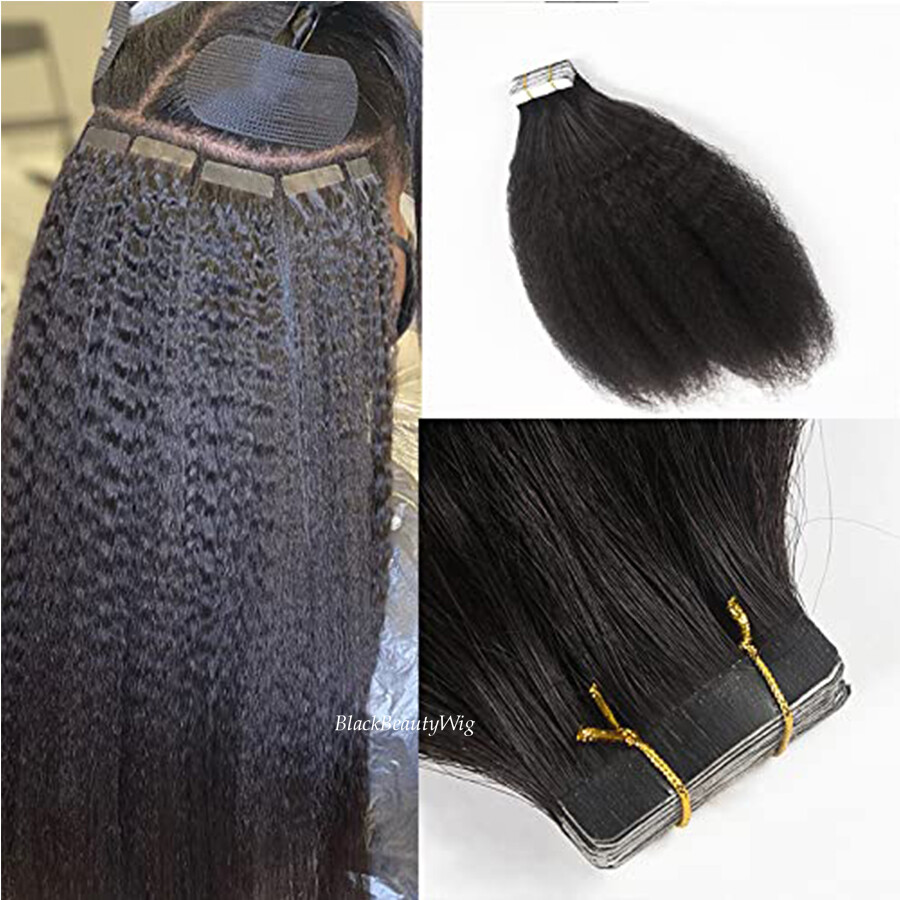 Brazilian Tape In Human Hair extension Kinky Straight Skin Weft Tape Hair 40Pcs
