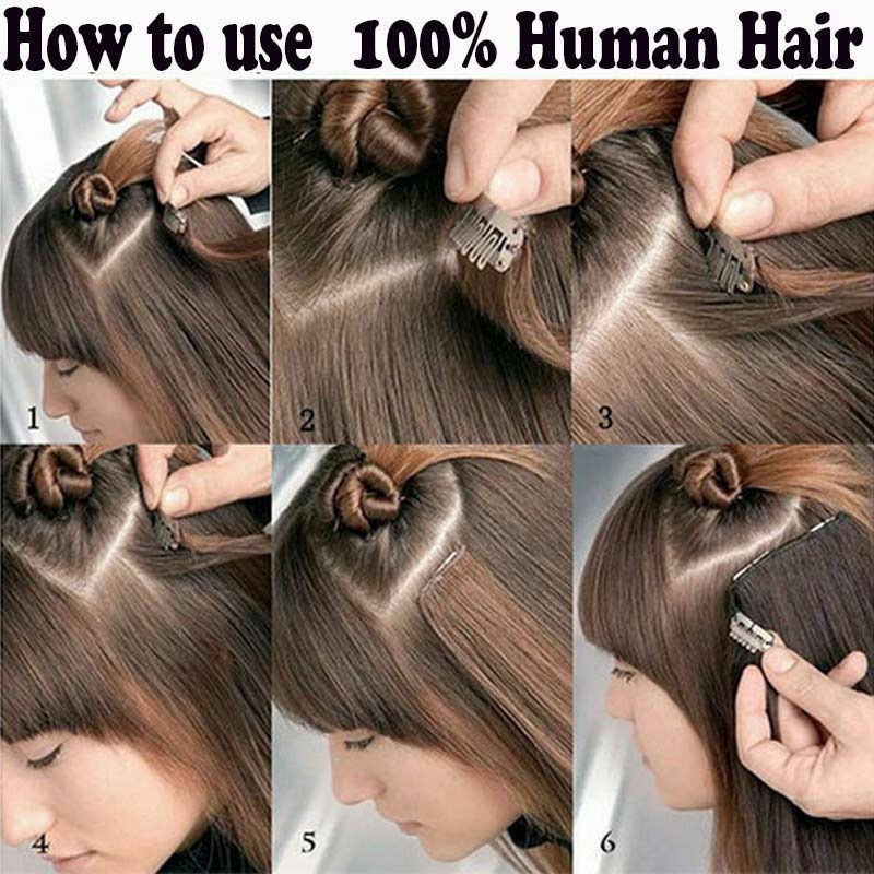 Clip in Hair Extensions Real Human Hair Clip-on Remy Hair Thick Balayage Colors