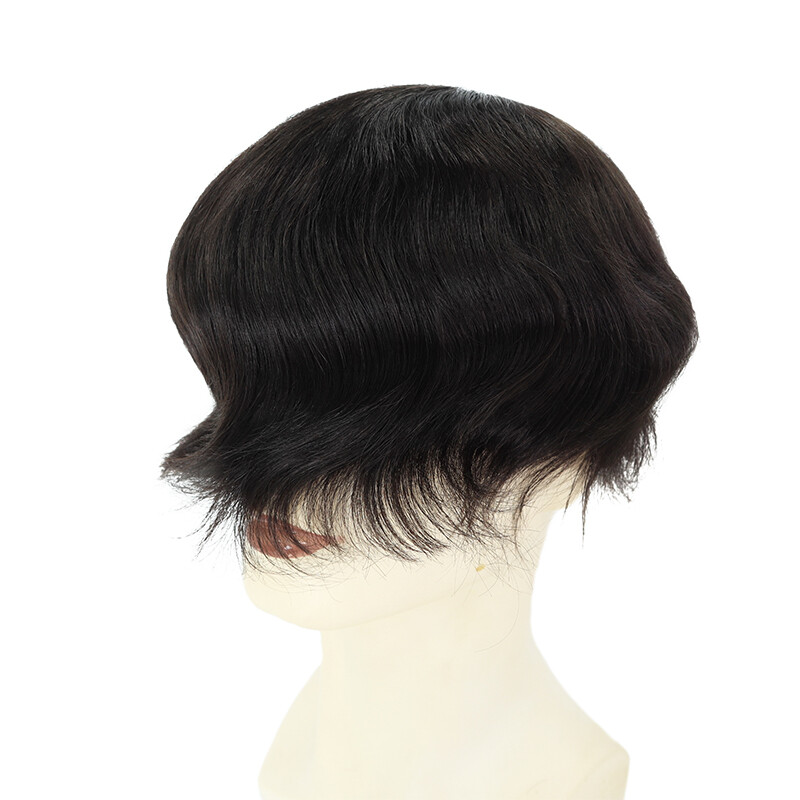 Mens Toupee Human Remy Hair System Silk Top Injection Lace Hairpiece M-lACE #NC