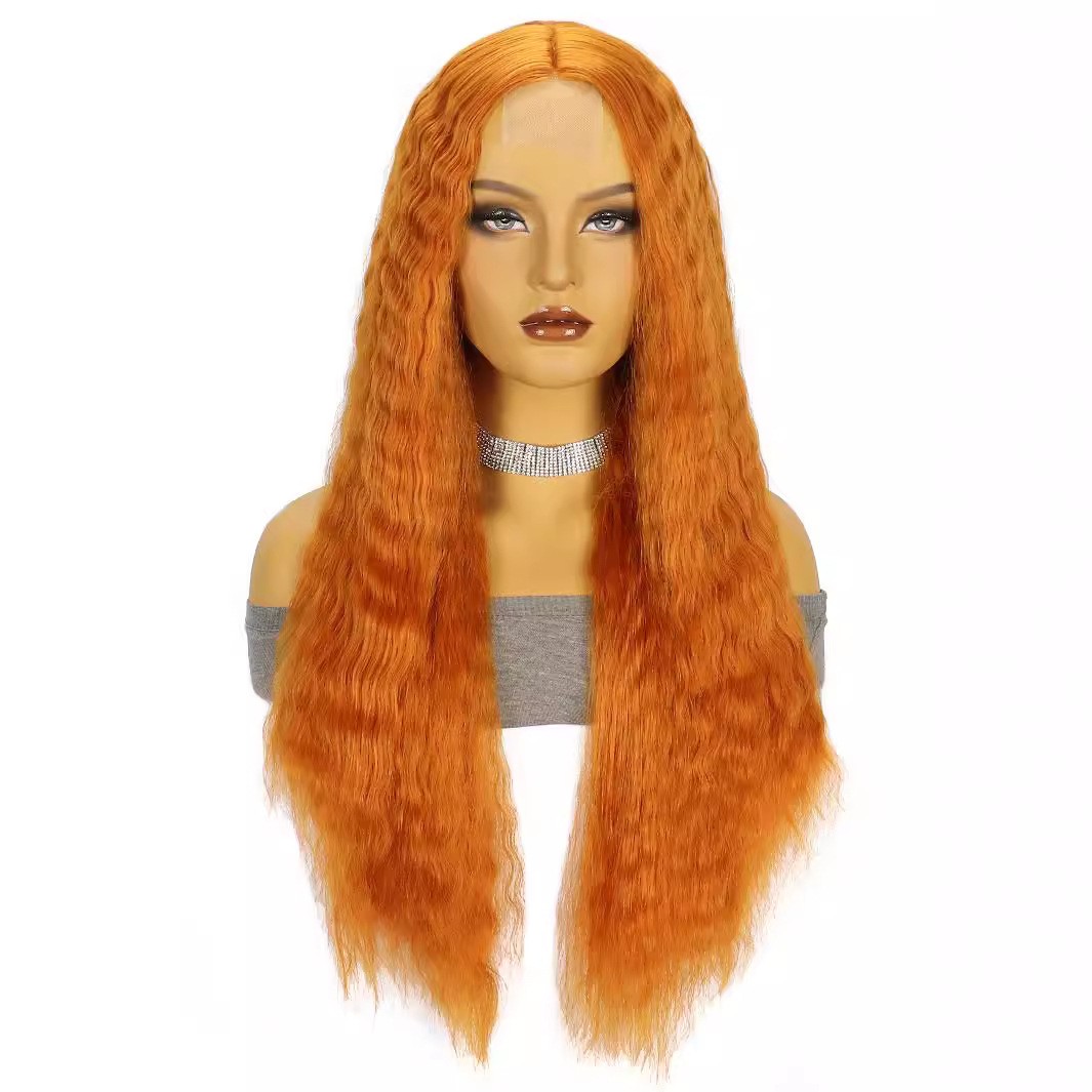 Deep Wave Middle Part Long Curly Small Lace Front Wig Synthetic Full Head Wig
