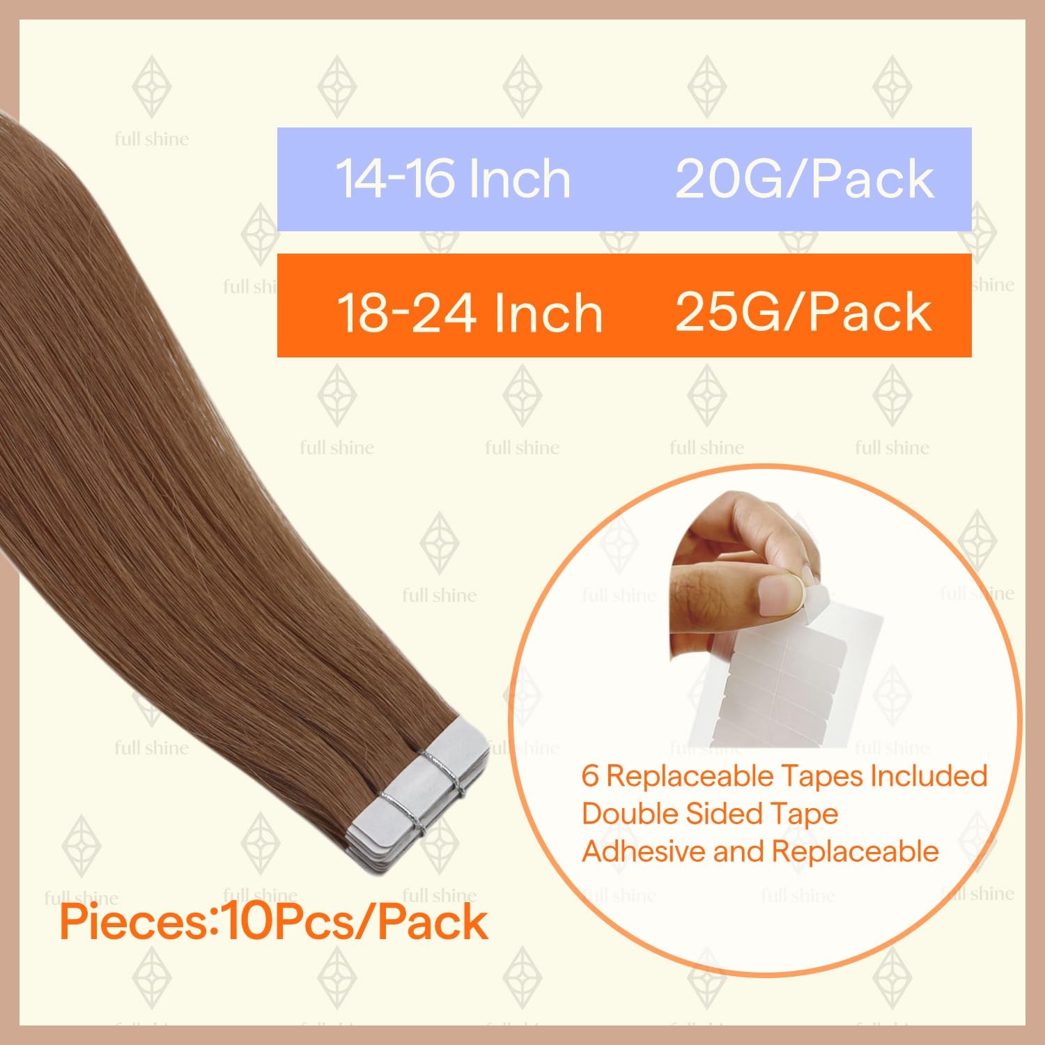 Full Shine Invisible Tape In Hair Extensions Human Hair Color 330 Copper Rose