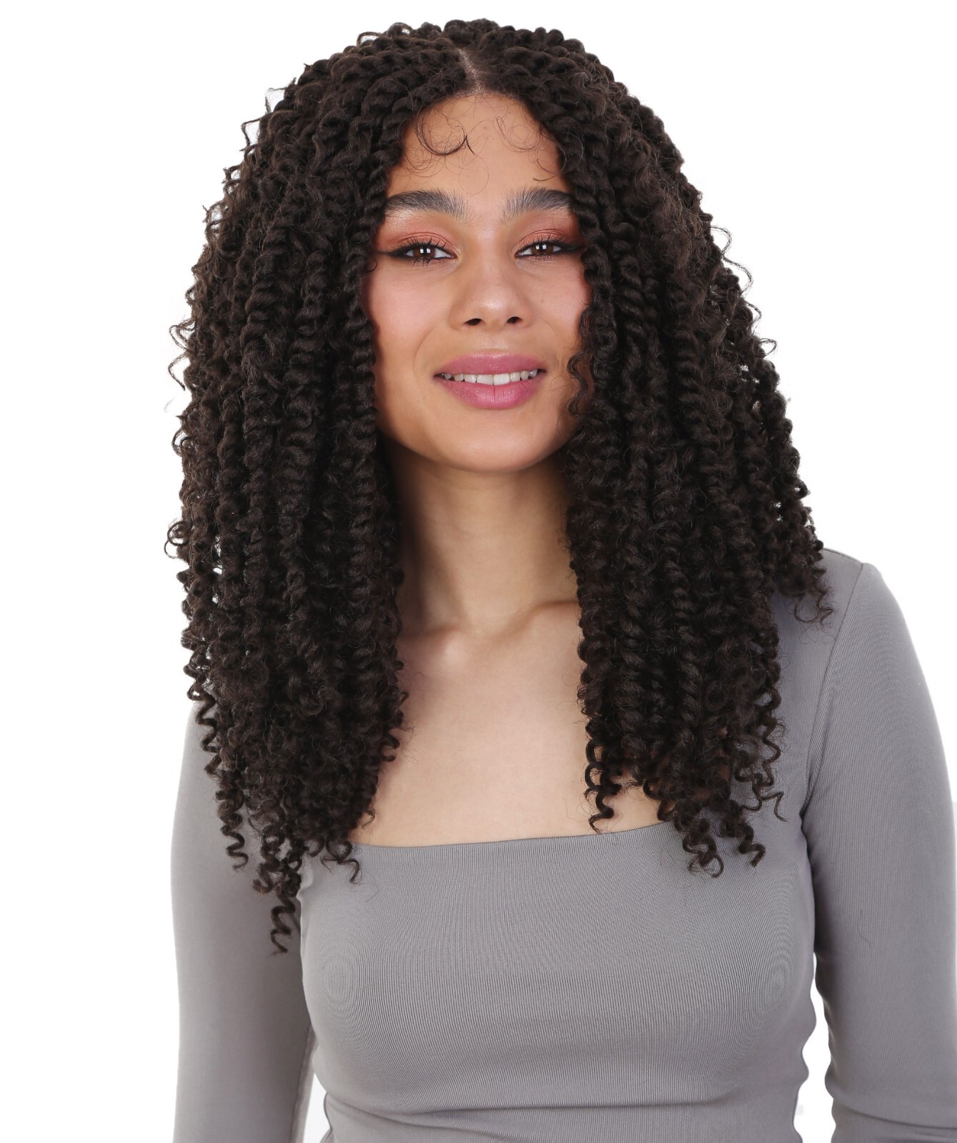 LUXLUXE Tierra Curly 19″ Long 4×4 Hand Tied Lace Braided Wig, BLB-0141