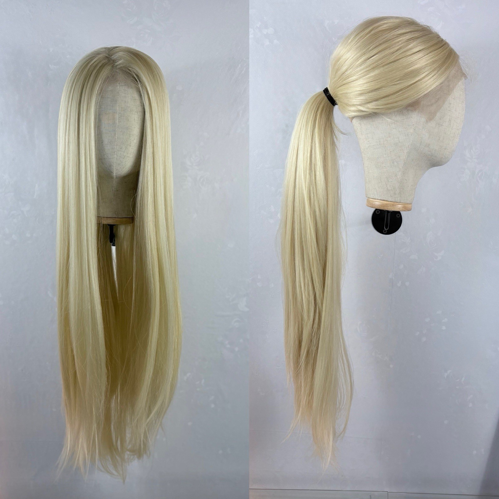 Daily Wear 360 Lace Updo WIG! Long Bleach blonde, Human Hair Blend