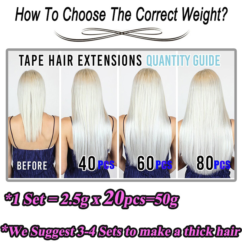 Invisible Tape In Hair Extensions 100% Real Remy Human Hair Thick Skin Weft 80PC