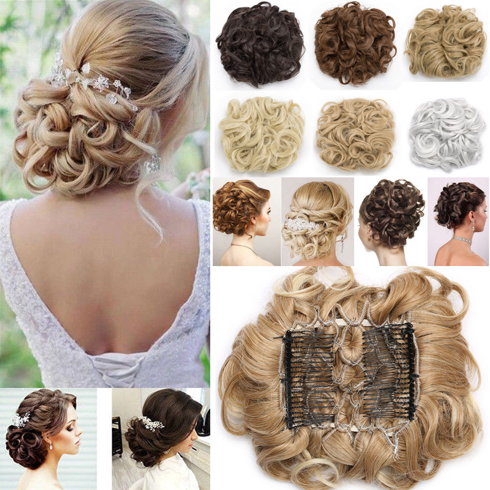 Curly Messy Bun Combs Chignon Scrunchie Updo Cover Hair Extensions as human HYT1
