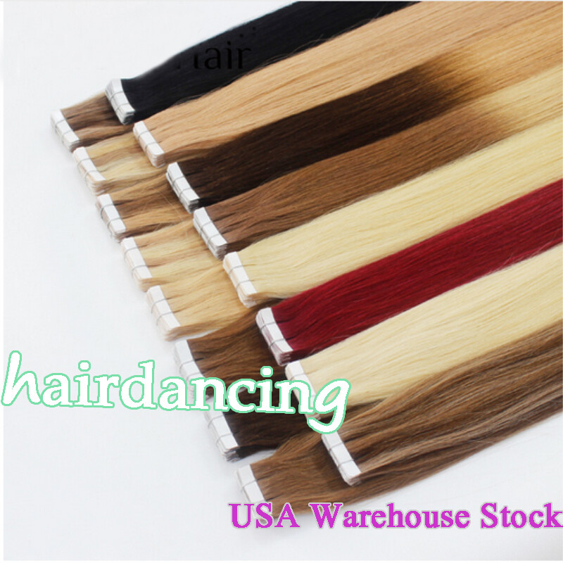 Adhesive Invisible Tape in Real Human Hair Extensions Skin Wefts Remy Hair Style