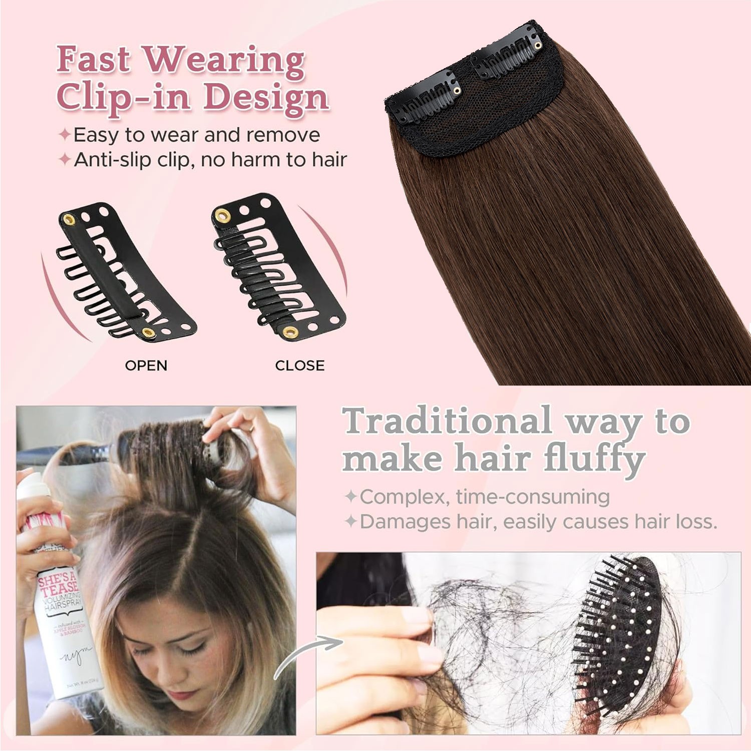 2026 100% Remy Clip In Real Human Hair Extensions Short Hairpiece Mini Hair Pad