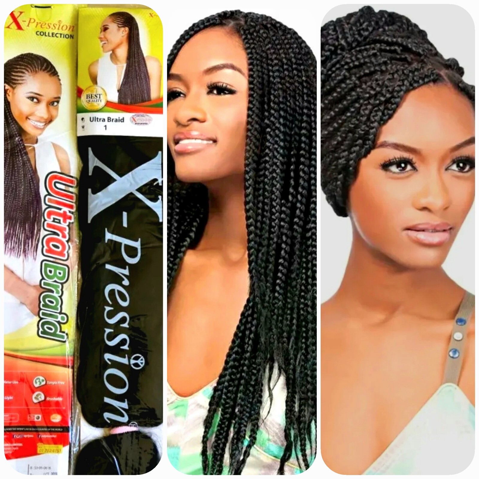 African X-pression Xpression 82″ 100% Synthetic Braiding Hair Color 1 Jet Black