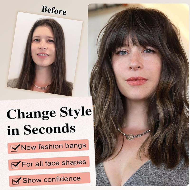 100% Remy Human Hair Bangs Fringe Clip in Air Thin Topper Hairpiece Extensions