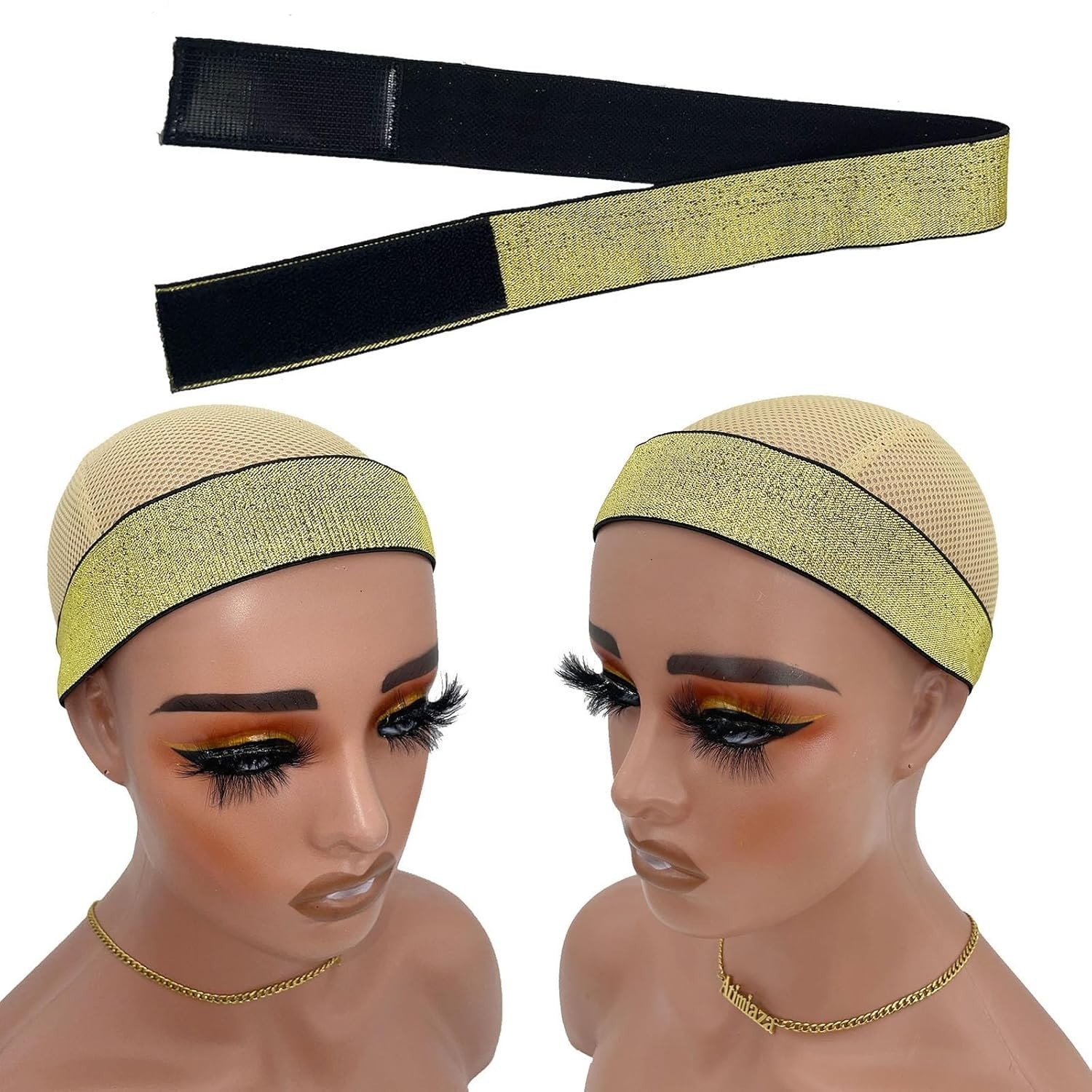 2 Pcs Elastic Gold Lace Melting Bands – Wig Band for (Pack of 2)