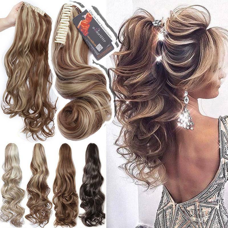 Real Thick Clip In Pony Tail Hair Extensions Claw Clip On Ponytail As Human Hair