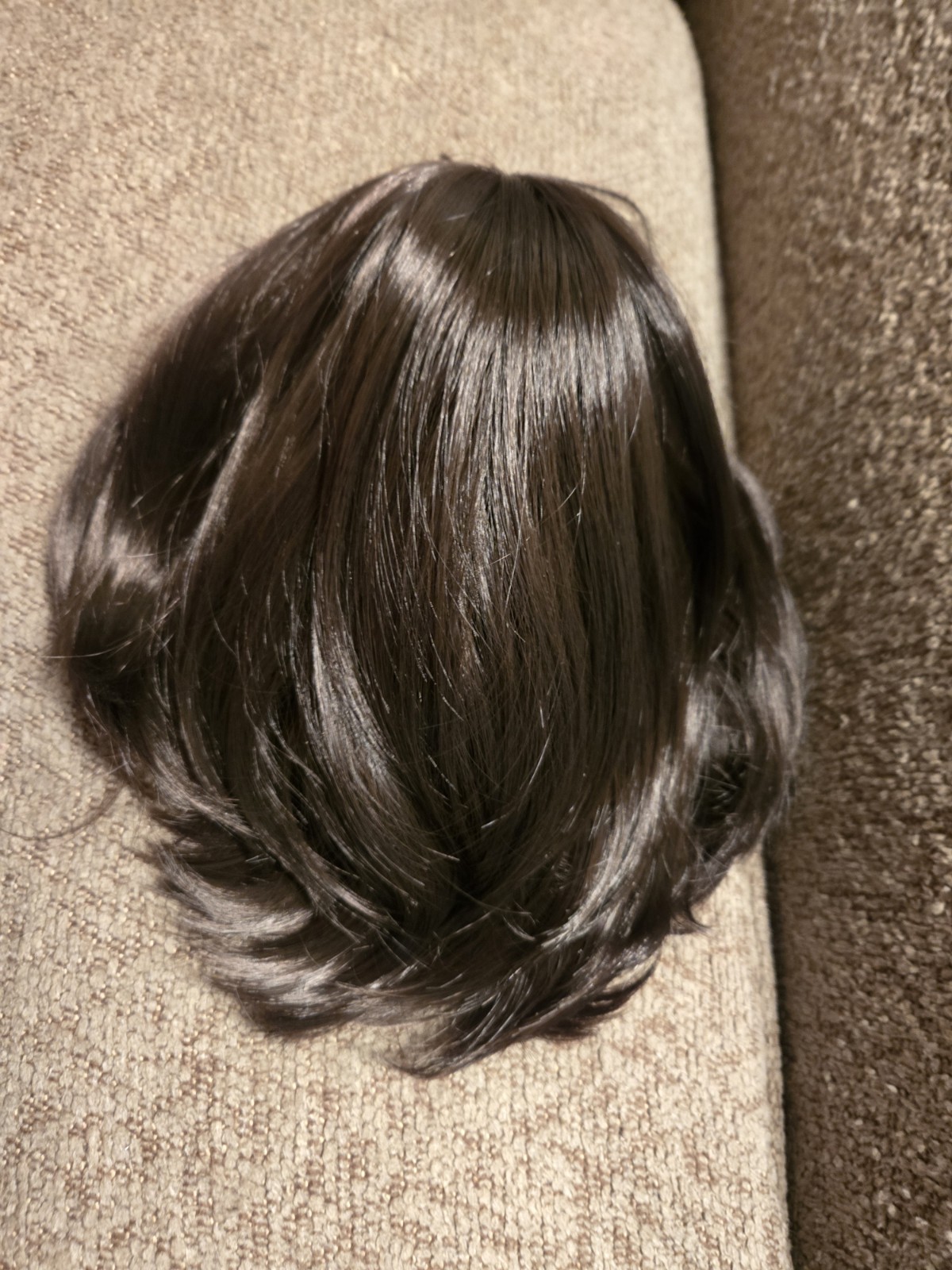 New Kids/Girls Wavy Dark Brown Short Bob Wig with Bangs Synthetic Hair