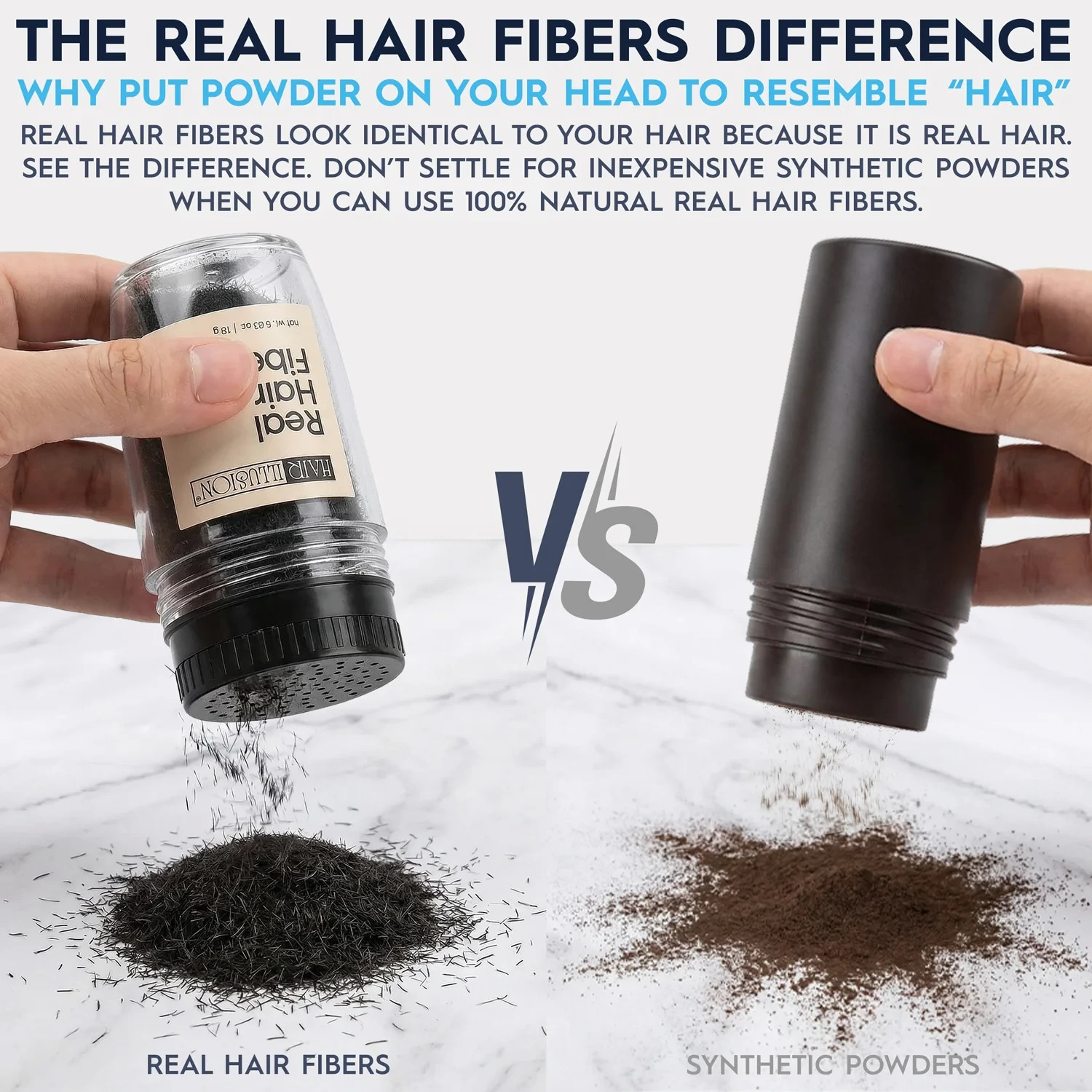 Hair Illusion 18g Dark Brown Hair Fibers + Water Resistant Spray + Applicator