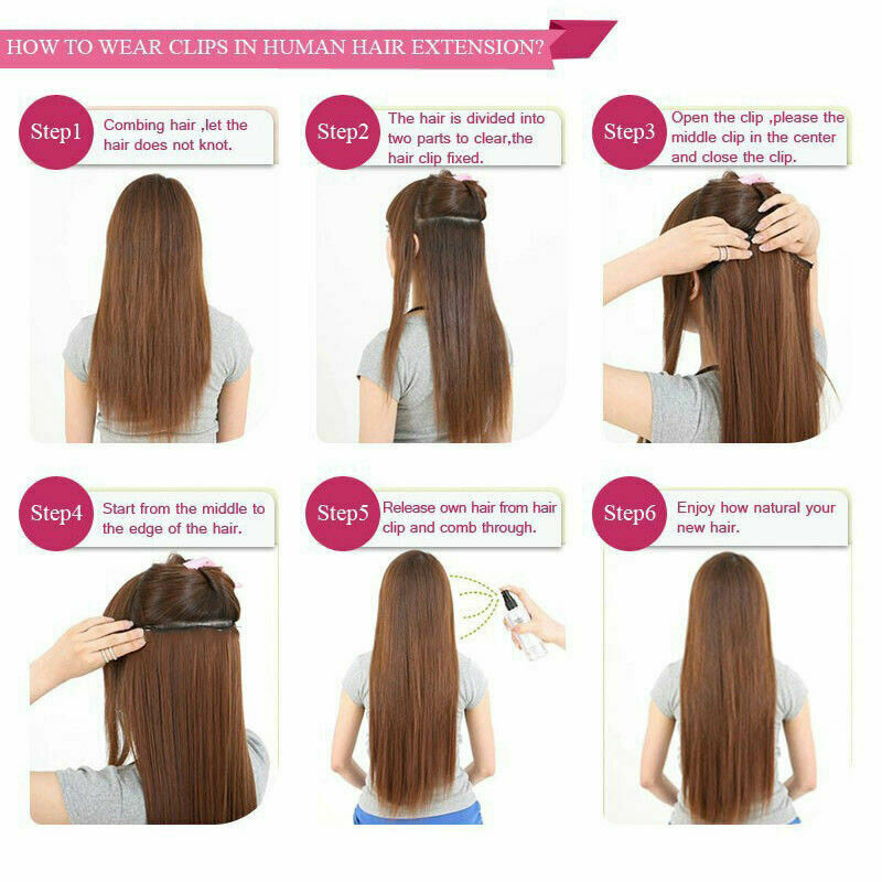 Real Thick Natural Clip in 3/4 Full Head Hair Extensions Extension Soft as human
