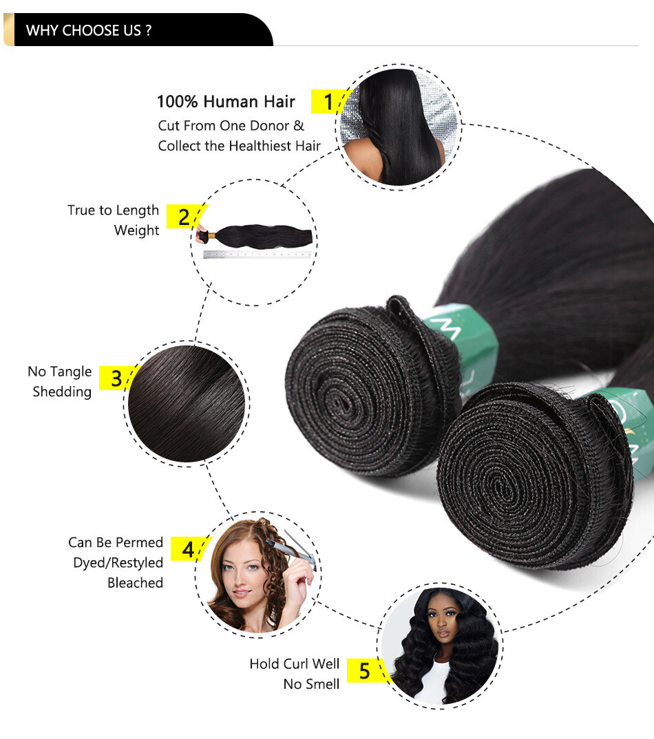 3 Bundles Black #1 Straigt sew hair 100% Virgin Brazilian Human Hair Ali Bundle