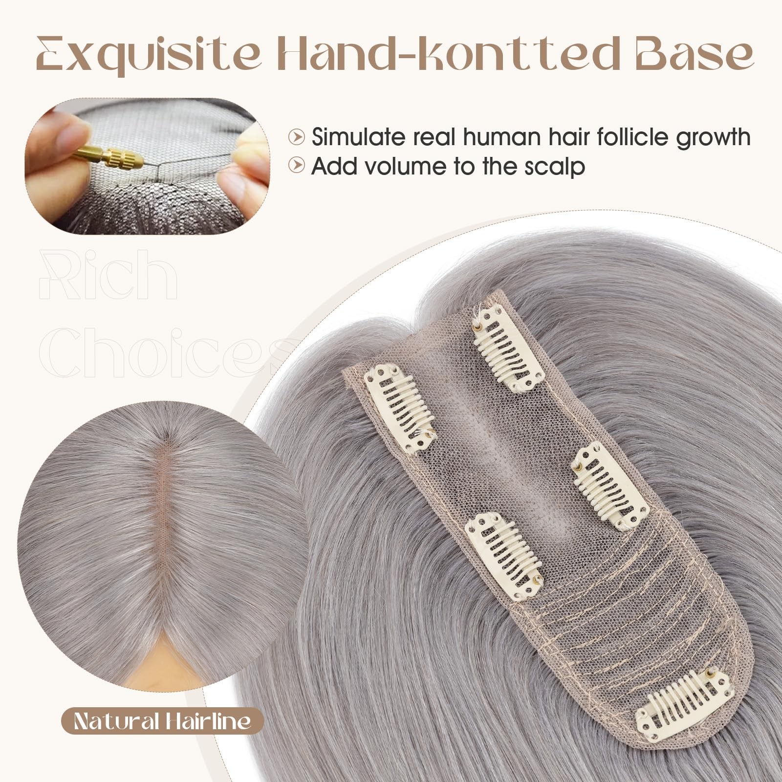 Rich Choices Hair Toppers for Women Real Human Hair 100% Human Remy Toppers f…