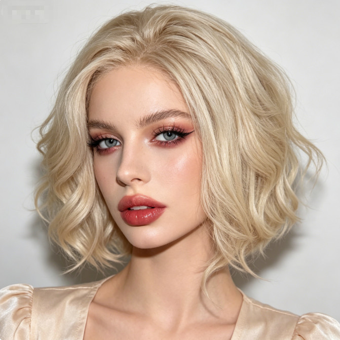 Short Bob Ombre Platinum Blond Lace Front 100% Human Hair Wigs for Women