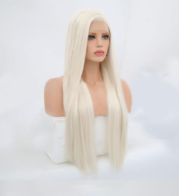 Platinum Blonde Lace Front Wigs for Women Long Straight Hair Heat Resistant Wigs