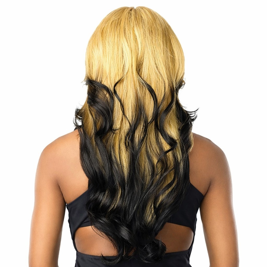 Black Blonde Synthetic Lace Front Wig Pre-Plucked HD Hairline Heat Resistant