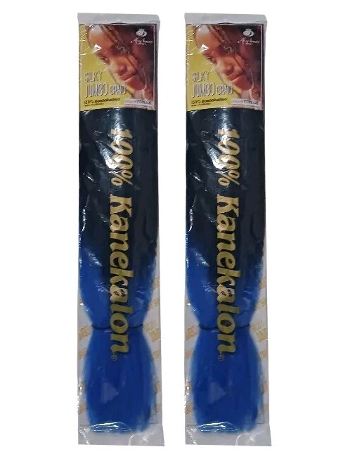 x2 Blue Ombre Kanekalon Jumbo Braiding Hair Extension 24″ Synthetic TTBLU 86 LOT
