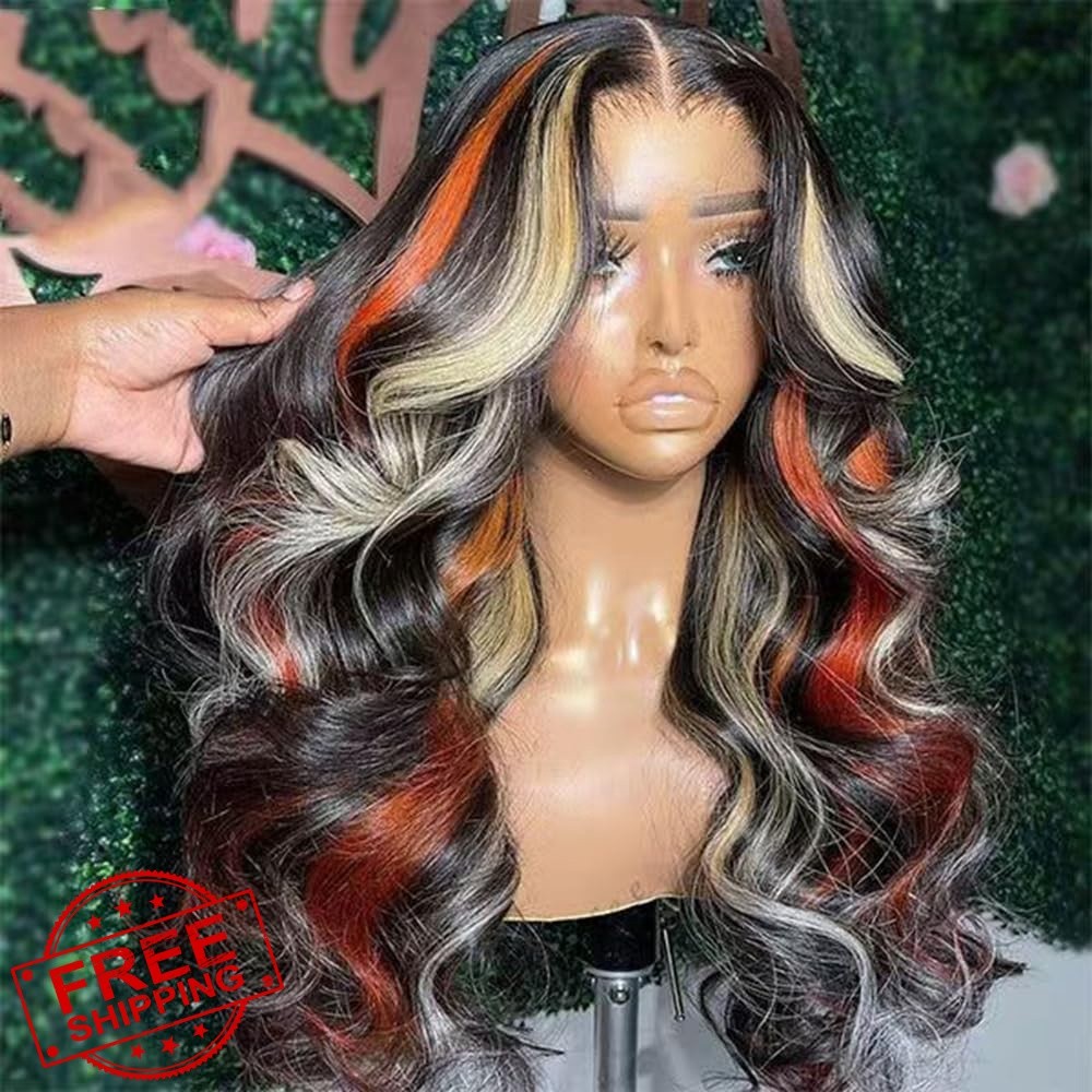 SISIFIRE Blonde Red Highlight Lace Front Wig