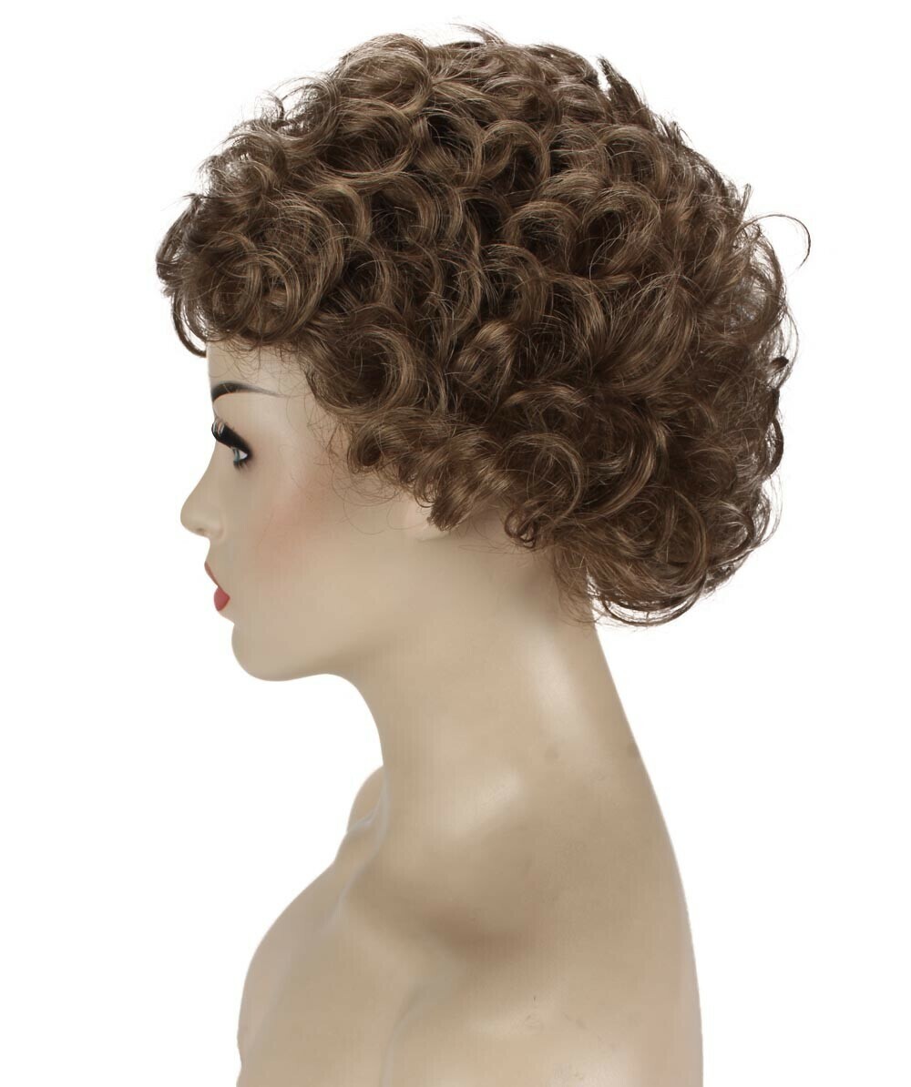 Monroe – Curly Kanekalon Synthetic Fiber Full Wig, 4 – 4.5 in, Ash Light Brown