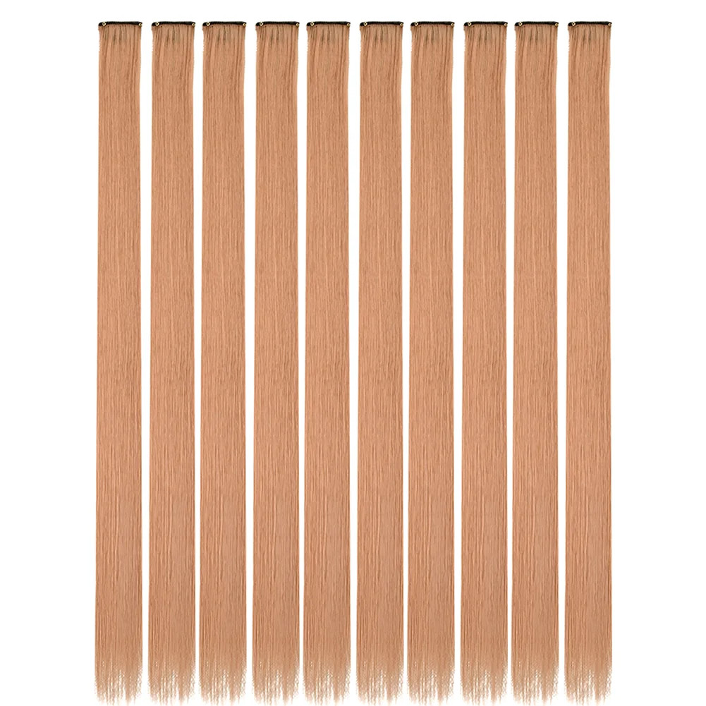 10PCS Colored Clip in Hair Extensions 18 Inches Ombre Straight Synthetic