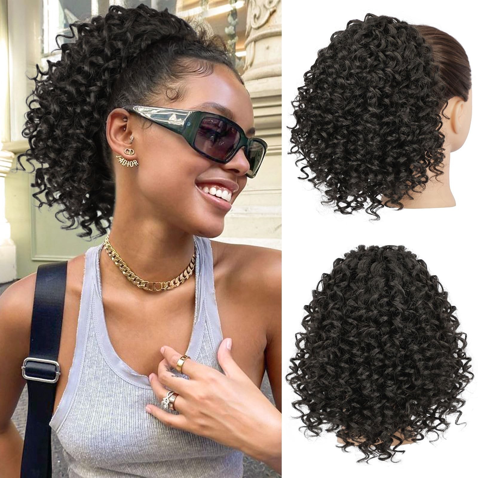 Curly Ponytail Extension 10 Inch Drawstring – 100% Japanese Fiber for Daily Use