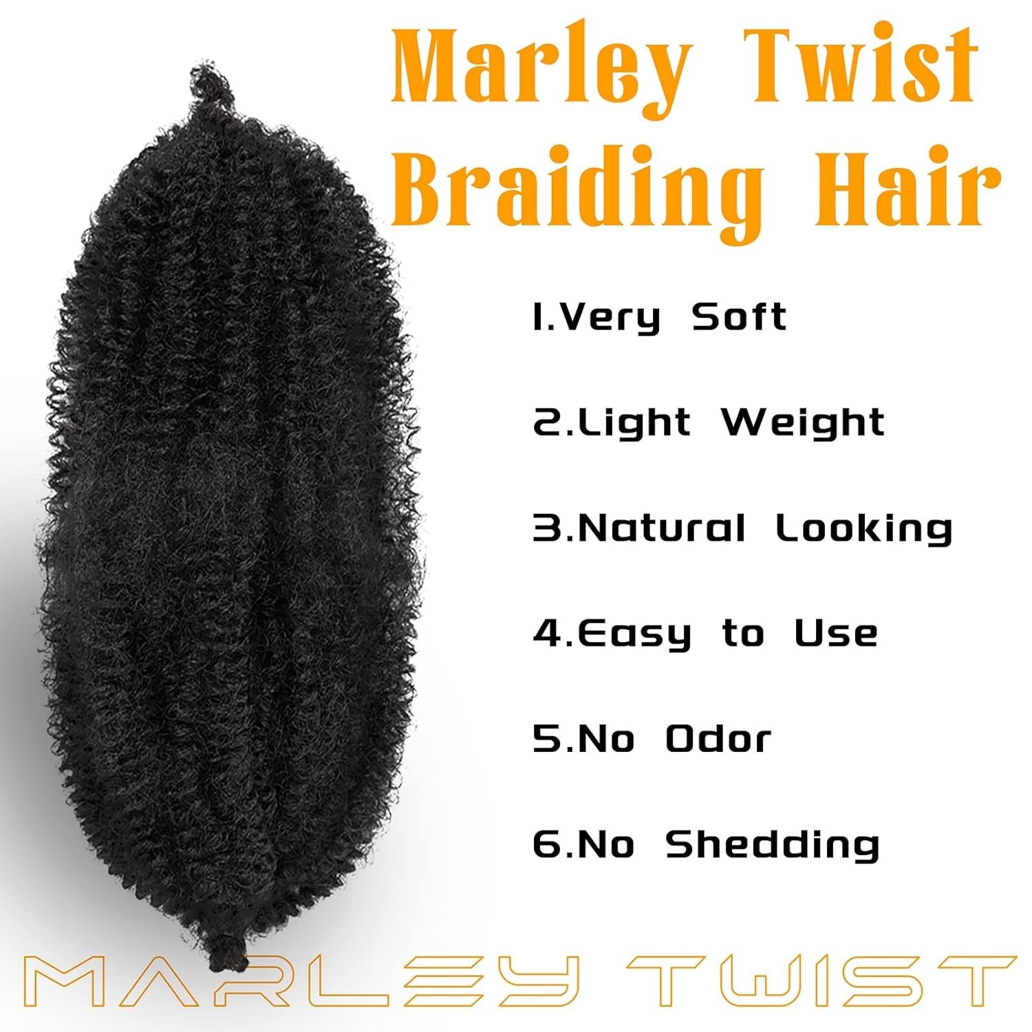 18 Inch Black Marley Twist Braiding Hair 3 Pack Pre Separated Afro Kinky
