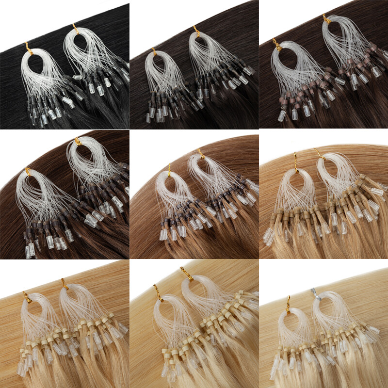 Micro Ring Loop Beads Tip Link Hair Extensions Real Remy Human Hair Straight USA