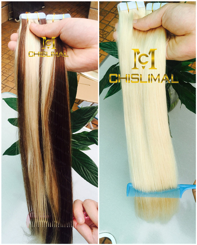 7A Seamless 16-26inch PU Skin Weft Tape in Remy Human Hair Extensions 30-70g